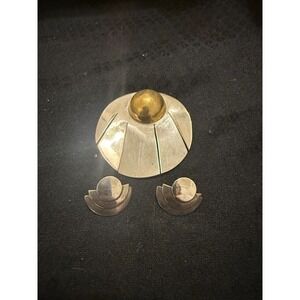 Taxco Modernist Sterling Silver (925) Jewelry‎ Set 1980's Brooch and Earrings